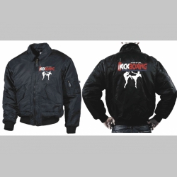 KICKBOXING - A Way of Life...  čierna zimná letecká bunda BOMBER Winter Jacket s límcom, typ CWU z pevného materiálu s masívnym zipsom na zapínanie 100%nylón, čiastočne vodeodolná